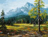 Elaine Fleming, Mountain View, oil on canvas board