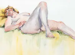 Leonore Fuhrer, Smiling Nude, 1986, watercolour on paper