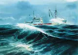 Harry Heine, Coast Guard Vessel, Sir James Douglas, off Vancouver Island, watercolour on paper