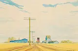 Robert Newton Hurley, Untitled - Prairie Town with Yellow Fields