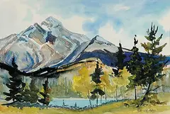Phyllis Webb Jeffery, Pyramid Mountain, Jasper, Alta., 1974, watercolour on paper