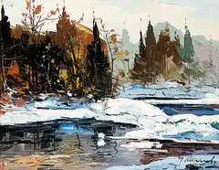 Geza Marich, Untitled - Mountain Stream in the Fall, oil on canvas