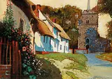 William McKibbin, An English Village, Essex, oil on canvas board