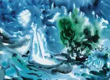 Francis Douglas Motter, Nocturne - Skiathos, watercolour on paper
