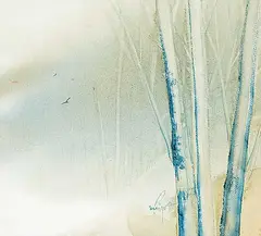 Marjorie Pigott, Untitled - White Birches, watercolour on paper