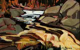 Jacques Poirier, Rapids sur la Riviere Chal..., oil on hard board