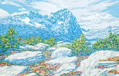 Herbert Otto Sellin, Near Lake O'Hara, Yoho Nat. Park, 1993, acrylic on wood board
