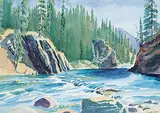 Spray River by Margaret Shelton, 1943, watercolour on paper, sold Nov 2008