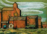 Pioneer Grain Elevator by Margaret Shelton, 1984, pastel on green paper, sold Nov 2008