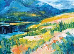 Ngo Thai, Near Mt. Kidd #2, oil on wood board