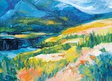 Ngo Thai, Near Mt. Kidd #2, oil on wood board