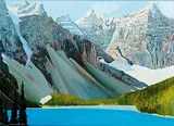 H. William Townsend, Moraine Lake, Valley of Ten Peaks, oil on wood board