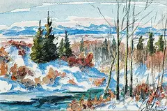 John Davenall Turner, Untitled - Foothills in the Winter, watercolour on paper