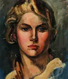 Ina D.D. Uhthoff, Untitled - Beautiful and Serious, oil on canvas board