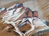 Untitled - Mount Rundle eastside by Ina D.D. Uhthoff, mixed media on paper, sold Nov 2008