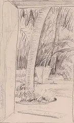 John Goodwin Lyman, Doorway, Barbados, graphite on paper