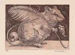 Charles van Sandwyk, Literary Mouse #6/20, etching on paper