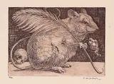 Charles van Sandwyk, Literary Mouse #6/20, etching on paper