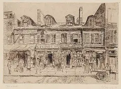 Charles Henry White, Bleeker Street Gables, East Side New York #First State, 1903, etching on paper