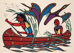 Wayne Yerxa, Picking Wild Rice #8/75, 1978, colour silkscreen on paper