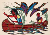 Wayne Yerxa, Picking Wild Rice #8/75, 1978, colour silkscreen on paper