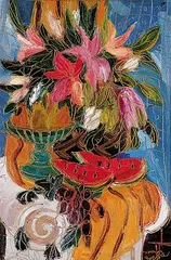 Maya Eventov, Untitled - Fruit and Flowers, 1999, oil on paper
