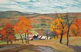 Richard Ferrier, Haliburton Farmland, acrylic on hard board