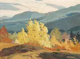Richard Ferrier, Aspens, Forestry Trunk Road, acrylic on canvas board