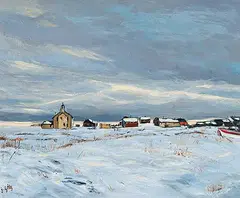 Gabriel Joseph Gely, Untitled - Sishmaref, Alaska, 1972, oil on canvas board