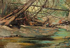Tangled Stream by Thomas Garland Greene, 1916, oil on wood board, sold Apr 2008