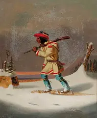 George H. - Attributed Hughes, Untitled - Indian Trapper, oil on canvas