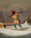 George H. - Attributed Hughes, Untitled - Indian Trapper, oil on canvas