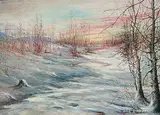 Sybil Henley Jacobson, Across the Drifts, oil on canvas board
