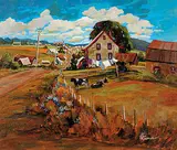 Louise Lecor Kirouac, Village de Lambton ... Qc., oil on canvas