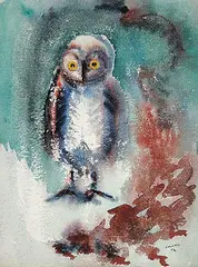 The Owl by Janet Mitchell, 1952, watercolour on paper, sold Apr 2008
