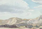 Untitled - Rosebud Valley looking towards Wayne by Margaret Shelton, 1945, watercolour on paper, sold Apr 2008