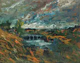 William Lewy Leroy Stevenson, Old Bridge, oil on hard board