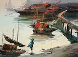 Tinyan Chan, Untitled - The Chinese Harbour, oil on canvas