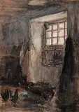 John Kidd Maxton, Untitled - Inside the Barn, watercolour on paper