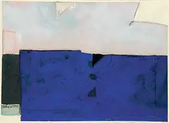 Otto Rogers, Untitled - Blue Foreground, 1985, acrylic and collage on paper