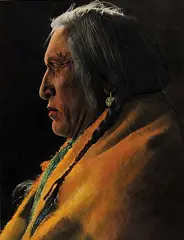 Harry Pollard, Spring Chief [Blackfoot Indian], hand coloured photograph on paper