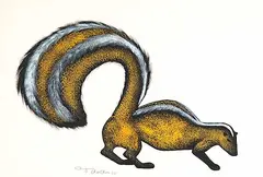 Kenneth Benjamin Chee Chee, Untitled - Colourful Skunk, 1975, acrylic on paper