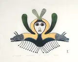 Ningeeuga Oshuitoq, Spirit of the Wolf #25/50, 1979, colour stonecut on paper