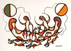 Goyce Kakegamic, Untitled - Figures in a Canoe, acrylic on paper