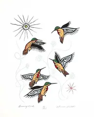 Norman Knott, Humming Birds #90/100, colour silkscreen on paper