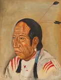 Percy Plain Woman, Shot on Both Sides, oil on paper board