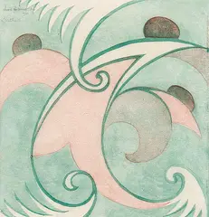 Sybil Andrews, Bathers #6/50, 1930, colour lino block on paper