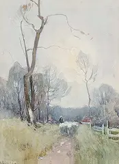 John William Beatty, Untitled - The Country Road, 1907, watercolour on paper