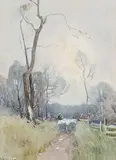 John William Beatty, Untitled - The Country Road, 1907, watercolour on paper