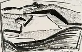 Fritz Brandtner, Gaspe Landscape, 1941, 1941, ink on paper